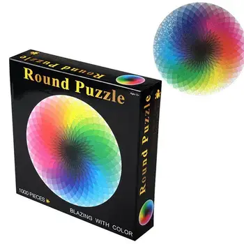 

1000pcs/box Colorful Rainbow Round Geometrical Photo Puzzle Adult Kids DIY Educational Reduce Stress Toy Jigsaw Puzzle Paper