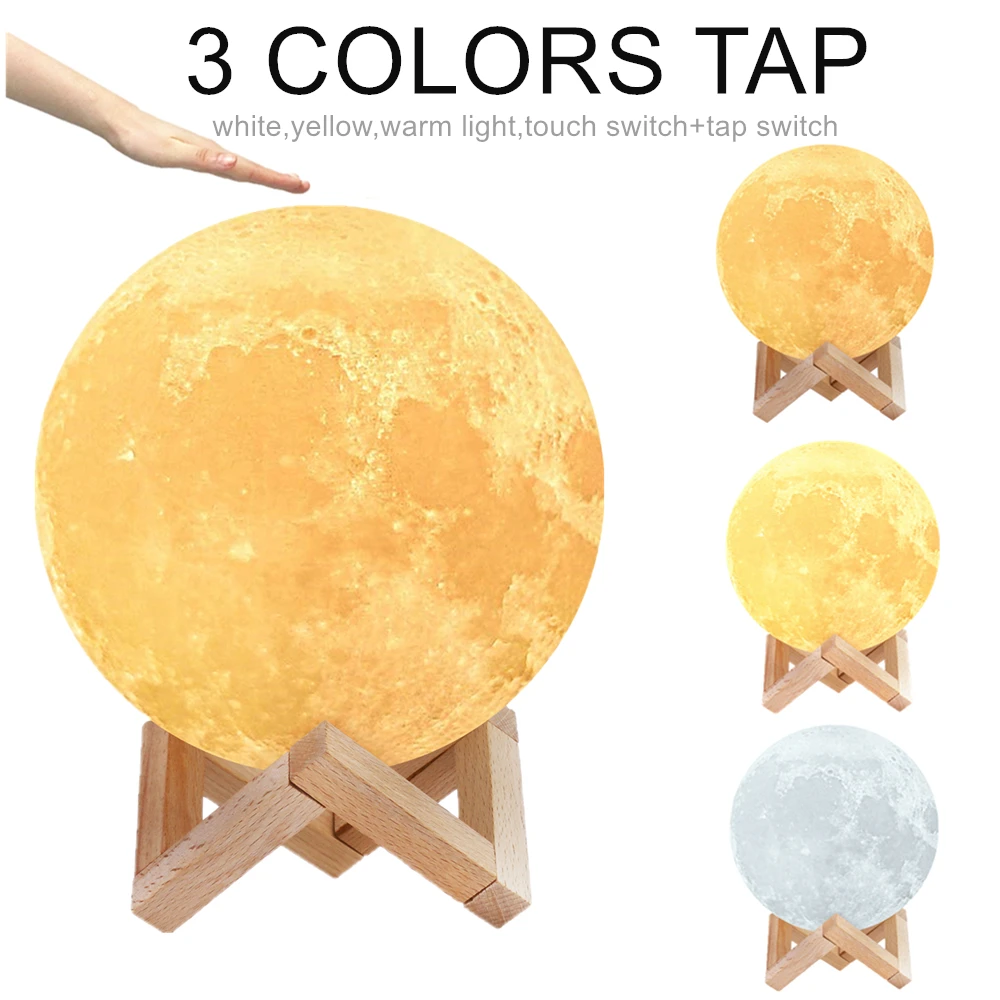 Details about   Moon Lamp 3D LED Night Light Rechargeable Touch Color Change 