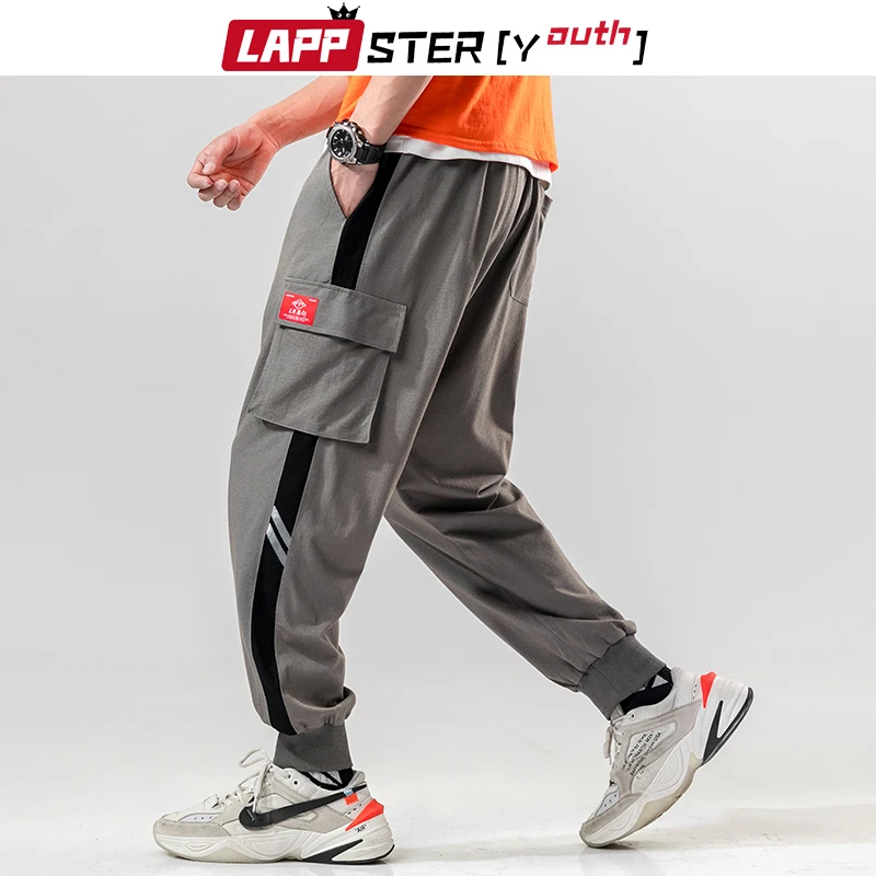 LAPPSTER мужские японские уличные спортивные штаны комбинезоны мужские черные повседневные мужские брюки-карго полосатые брюки 5XL