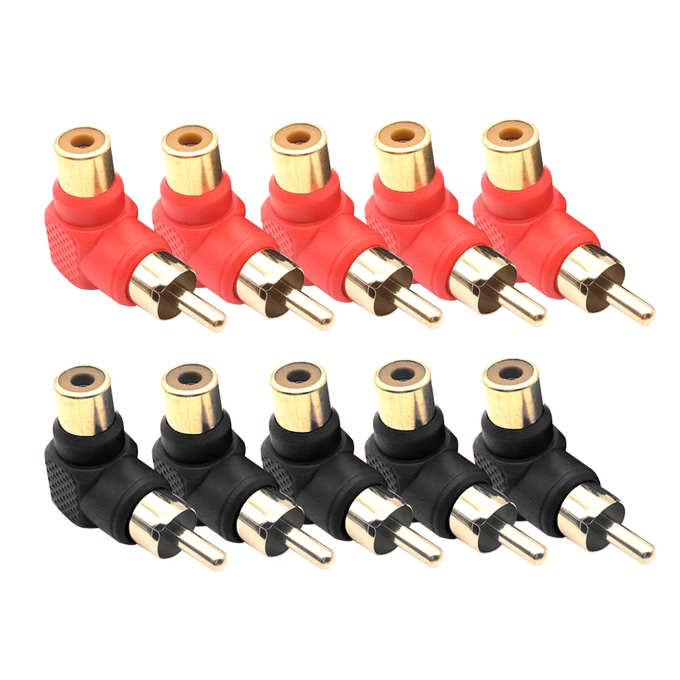 Professional Right Angle RCA Adapter - Gold Plated Male To Female 90-Degree Connector