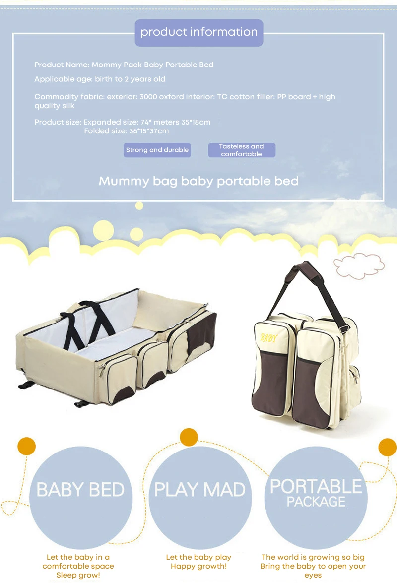 Дорожная складная кроватка для младенца сумка Портативная Материнская и сумка для ухода за младенцем многофункциональная Большая вместительная сумка для детской коляски для мам кроватка детское гнездо
