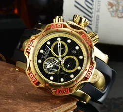 INVICTA Reloj de pulsera deportivo de lujo para hombre y mujer, cronógrafo de cuarzo con hebilla de esfera grande, 6 pines, tendencia auténtica