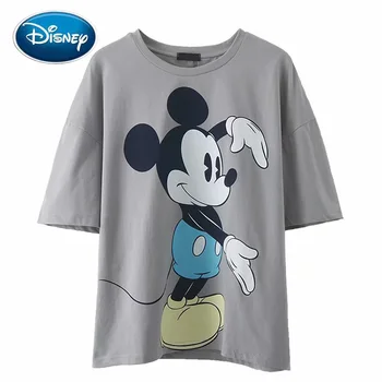 

Disney Chic Fashion Minnie Mickey Mouse Cartoon Print Couples Women Men T-Shirt Sweet O-Neck Pullover Short Sleeve Loose Tee Top