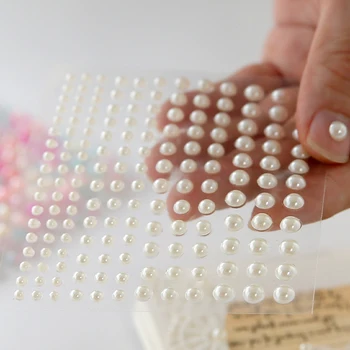 1 foglio di plastica semicircolare perla decorazione adesivi per artigianato fai da te scrapbooking viso bellezza trucco nail art cellulare