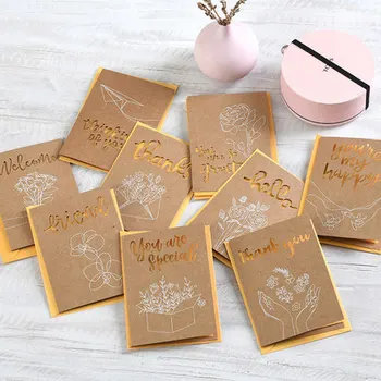 

Eno Greeting Flower Mini Greeting Card Kraft Laser Cutting Small Message Card Gift Thank You Valentine Card