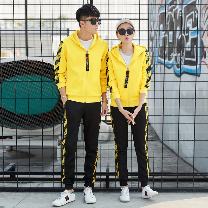 

Casual WOMEN'S Suit 2019 Spring And Autumn New Style Korean-style Hoodie Two-Piece Set Slim Fit Sports Clothing Fashion Couple C