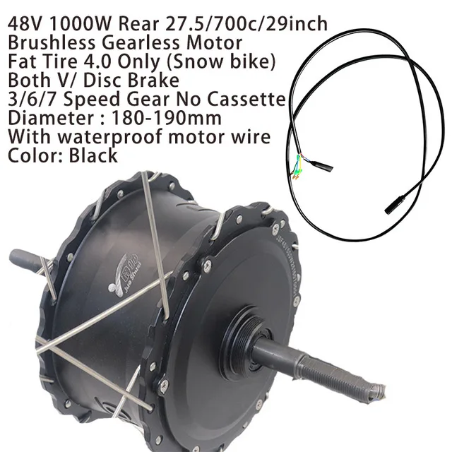 48V 500W 1000W бесщеточная Планетарная втулка 20 ”24'' 26 ''700C Электрический велосипед мотор колесная рама для горного велосипеда дорожный велосипед - Цвет: 48V1000W4.0TREAR700C