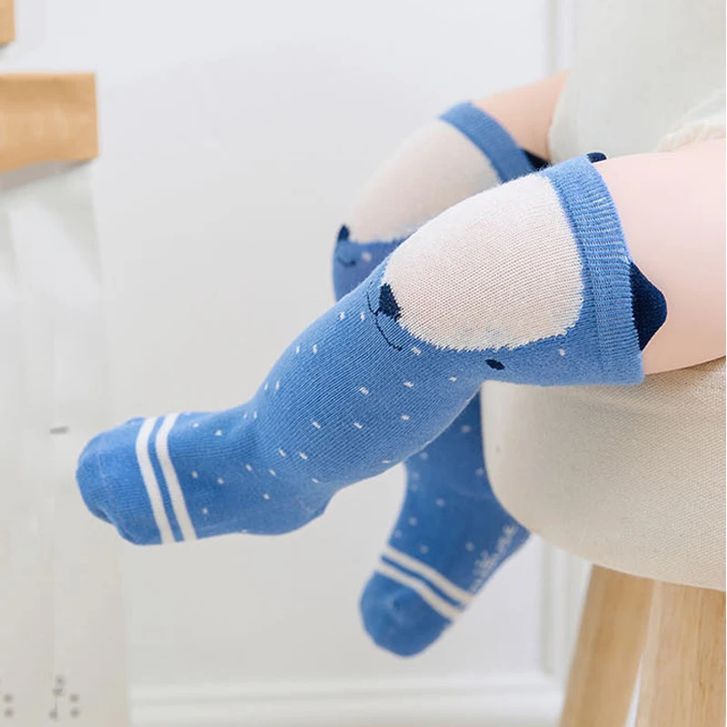 

4 Color Cartoon Socks Infant Baby Boys Girls Autumn Winter Warm Cotton Animal Pattern Anti-Slip Knee High Socks Accessories