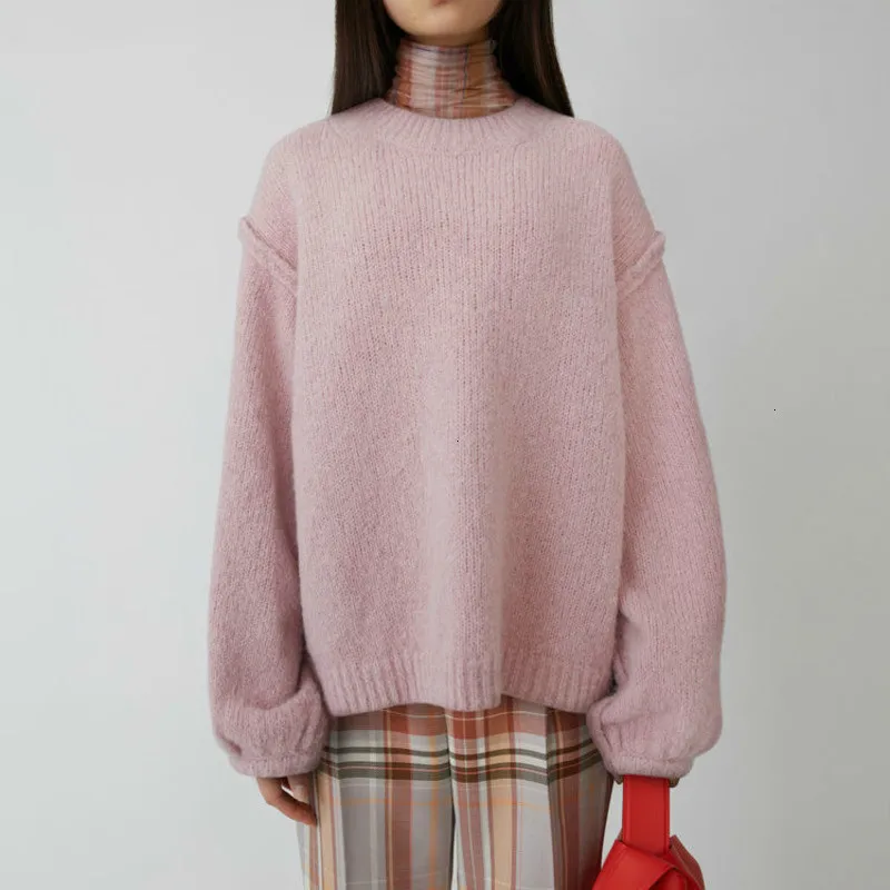 

Leisure Vogue Lantern Sleeve O Neck Pullover Women Loose Multi Size Solid Knitting Sweater 2019 Autumn Winter New L478