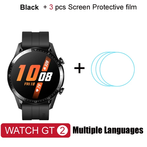 Умные часы huawei GT 2, Bluetooth 5,1, умные часы, кислород крови, 14 дней, телефонный звонок, частота сердечных сокращений для Android iOS - Цвет: Black add film