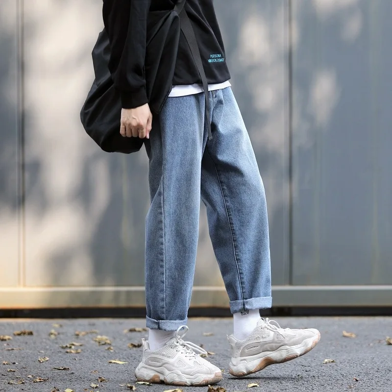 

Large Size Hong Kong Style Wide-Leg Jeans Men's Dad Trousers Autumn & Winter Loose Straight Japanese-style Casual Pants