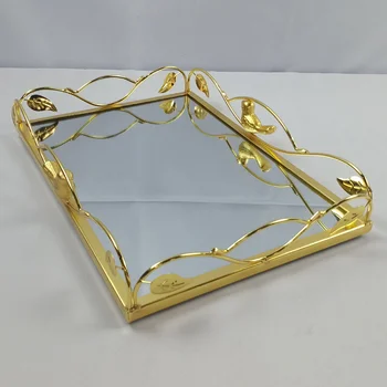 

Iron Art Fruit Tray Square Electroplated Tray Teaboard Snack Tray Storage Tray for Home Table (Golden)
