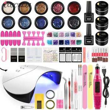 

COSCELIA Nail Set UV LED Lamp Dryer With UV Nail Gel Polish Kit Soak Off Manicure Set Gel Nail Polish For Nail Art Tools