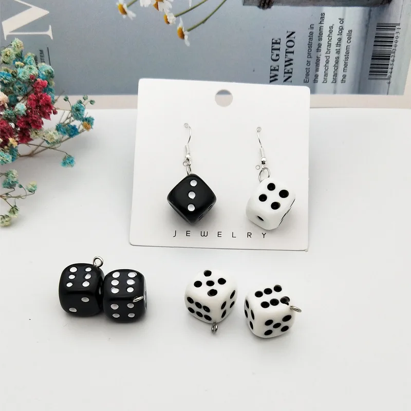 

10pcs/Pack New Classic Resin Solid Color Dice Jewelry Accessories DIY Handmade Earrings Keychain Pendant Material