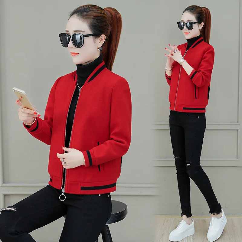 

Fashion Woolen Jacket Stand Collar 2019 Autumn And Winter New Style Korean-style Cardigan Zipper Hem Ribbed Pattern Symmetric Di