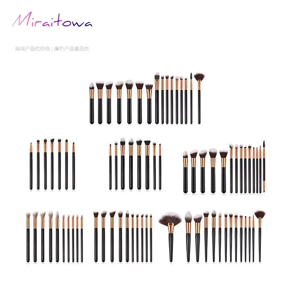 

7/8/10/14/16 cosmetic brush sets GUIHUI with black and gold wood handle