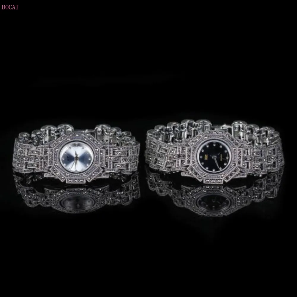 Серебро 925 пробы s925 серебряные браслеты для мужчин и женщин ювелирные изделия Национальный стиль Женские часы-браслет Новая мода