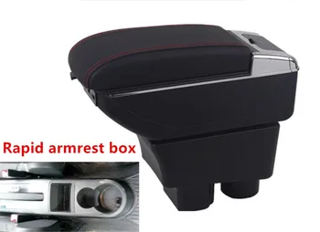 

For Skoda Fabia 2008-2014Armrest Box Car Center Storage Box With Cup Holder Arm Rest Rotatable Car-styling Interior Accessories