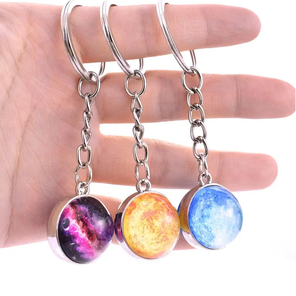 Planet Moon Earth Sun Glass Ball Pendant Car Key Chain Keyring Bag Hanging Decor | Украшения и аксессуары
