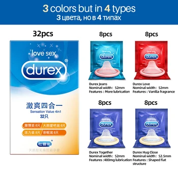 Durex Condom 4 Types Ultra Thin  Lubrication Natural Rubber Products Latex Penis Condoms Adult Intimate Goods Sex For Men