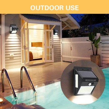 

100 LED Solar Light Outdoor Energy Saving Wall Light Waterproof PIR Motion Sensor Street Lighting For Garden Fence Stair Pathway