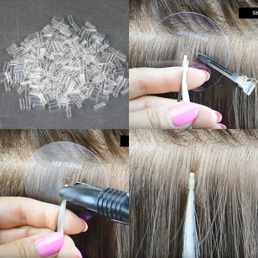 500 pçs extensões do cabelo tubos de psiquiatra do calor itip ferramentas de extensão do cabelo humano sem adesivo 2.5*10mm fusão acessórios de cabelo ferramentas