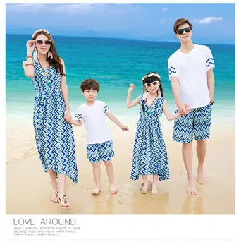 

Long Family Look Fashion Beach Dresses for Mother Daughter Striped Girls Dress Family Matching Mommy and Me Clothes Outfits