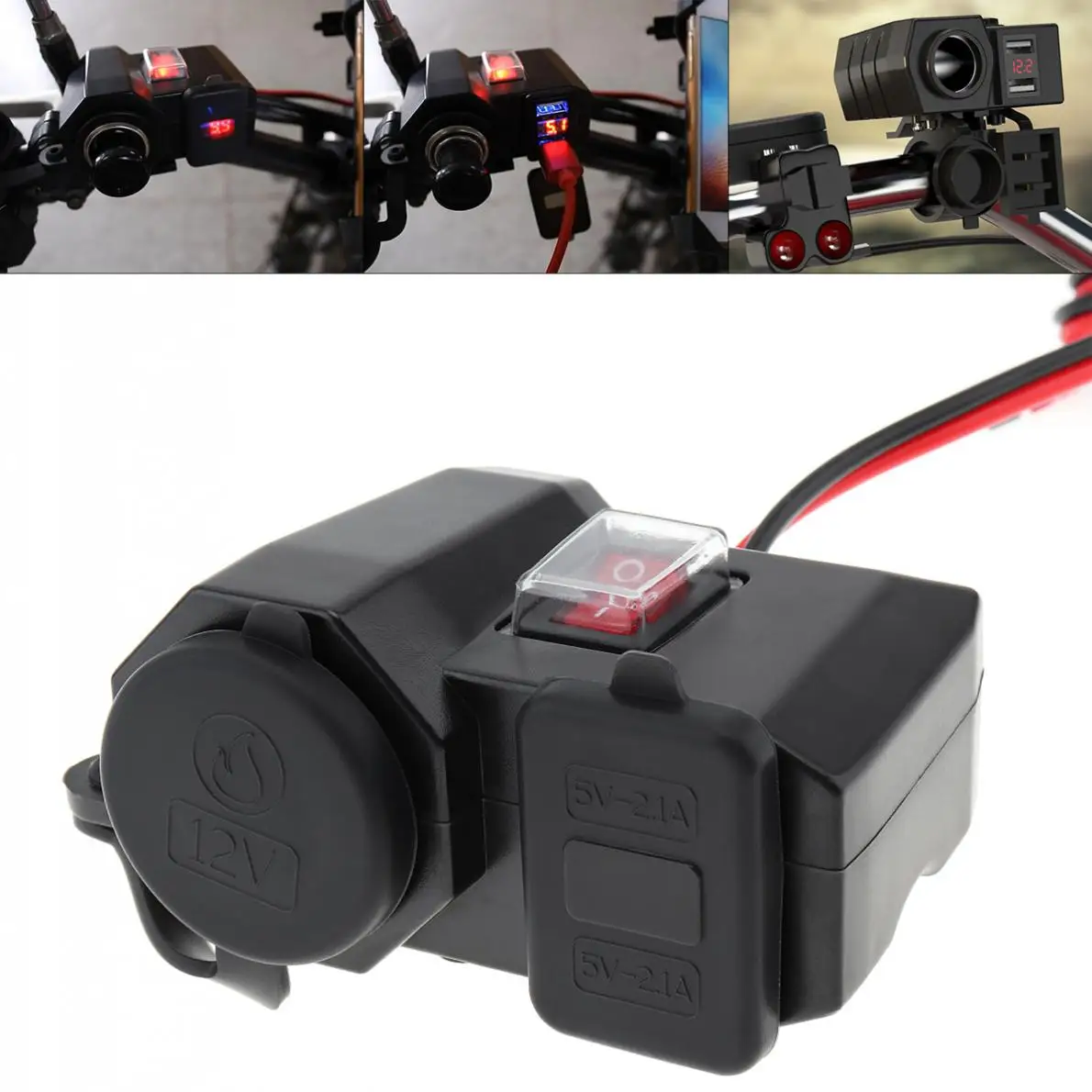 12V 3 в 1 мотоцикл прикуриватель цифровой дисплей Вольтметр мобильный телефон