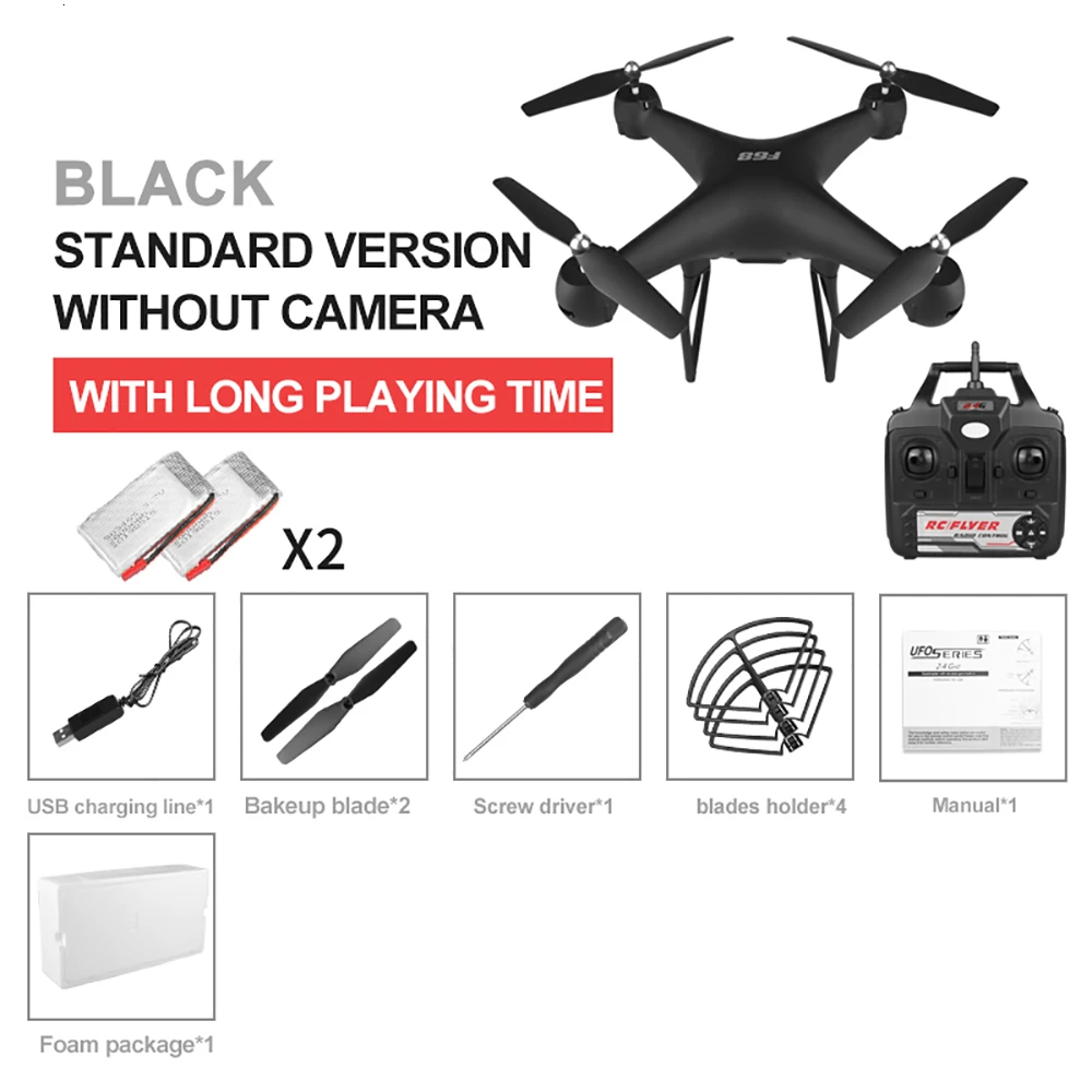 Дрон 4k HD 1080p WiFi fpv Дрон высота держать парение сервопривод для квадрокоптера камера rc вертолет однокнопочный посадочный Дрон с камерой - Цвет: Black No Camera 2B