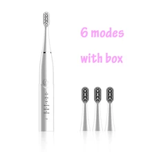 6 режимов электрическая зубная щетка Sonic Wave перезаряжаемая с чехлом чехол смарт-чип головка зубной щетки сменная отбеливание USB