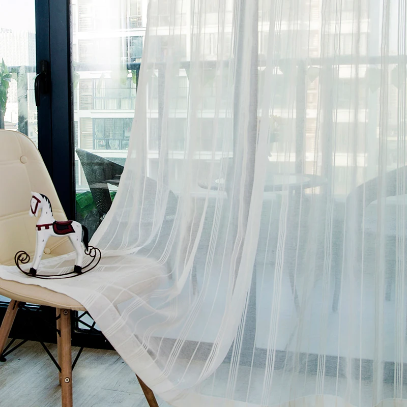 

Modern Stripe Sheer Curtain For Window Curtains For Living Room Linen Curtains Bedroom Striped Tulle Curtain Door Voile Curtains