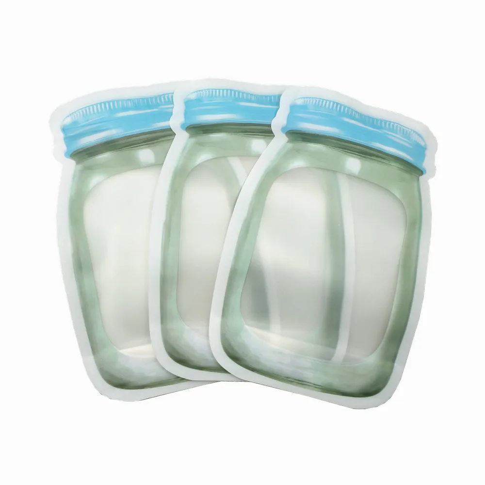 蓝色自立磨砂圆瓶袋 A