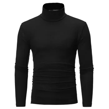 Alternative view of turtleneck for men Solid colour slim elastic thin pullover men Spring Autumn turtleneck men knitting brand sweater men