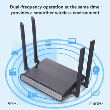 

AC11 Gigabit Dual-Band AC1200 Wireless Router Wifi Repeater with 4*6dBi High Gain Antennas Wider Coverage, Easy setup