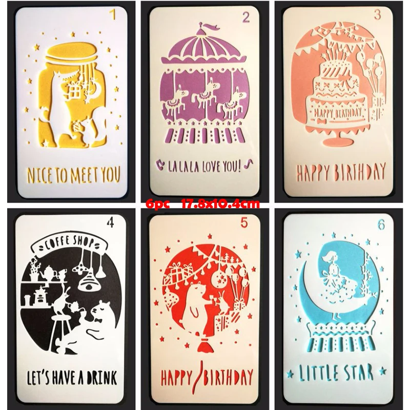 

Happy Birthday Painting Template DIY Bullet Journal Stencil Scrapbook Album Decoration CakeÂ template Children's Drawing Template