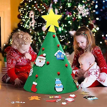 

DIY Christmas Tree Felt Cloth Children Puzzle Toys Desktop Ornaments Christmas Decoration Artificial Tree New Year Gift