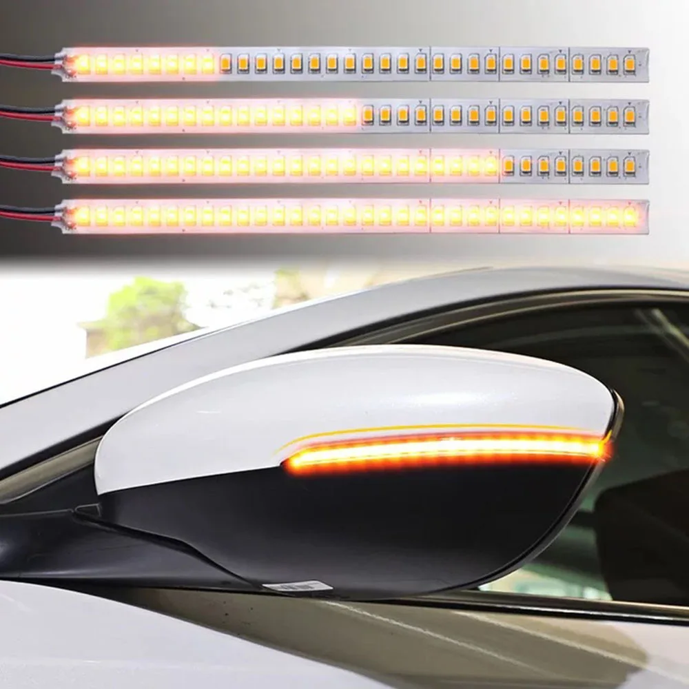 

12V Rear View Dynamic Turn Signal Car Led Strip Light Car Rear Mirrors Flexible Flowing Turn Signal Light Strip Amber 2 Pieces