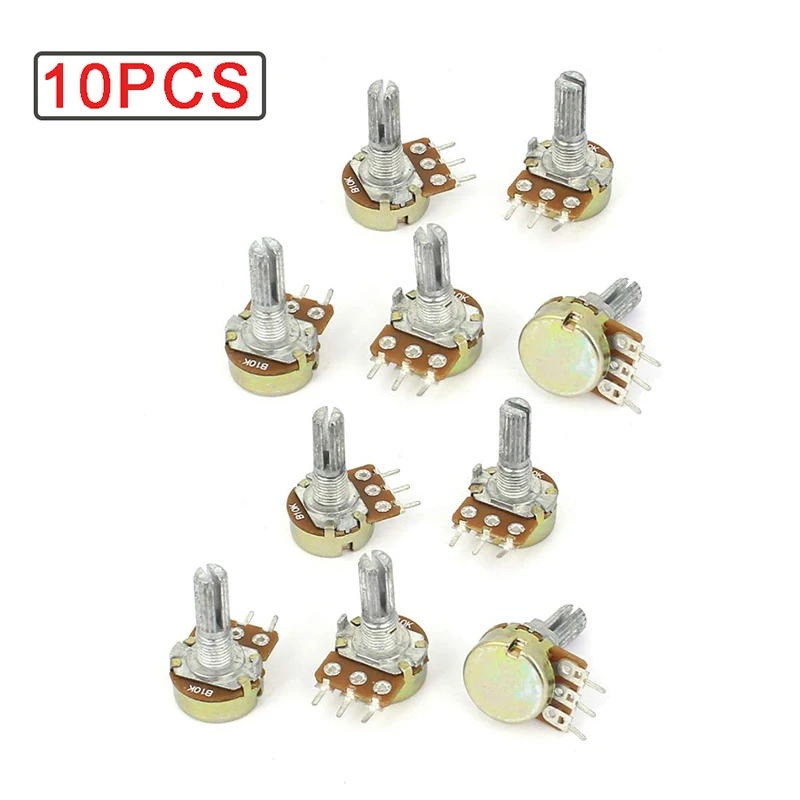 

10pcs WH148 3Pin 15mm Potentiometer B1M 1K 2K 5K 10K 20K 50K 100K 250K 500K 1M Linear Potentiometer Kit With Nut