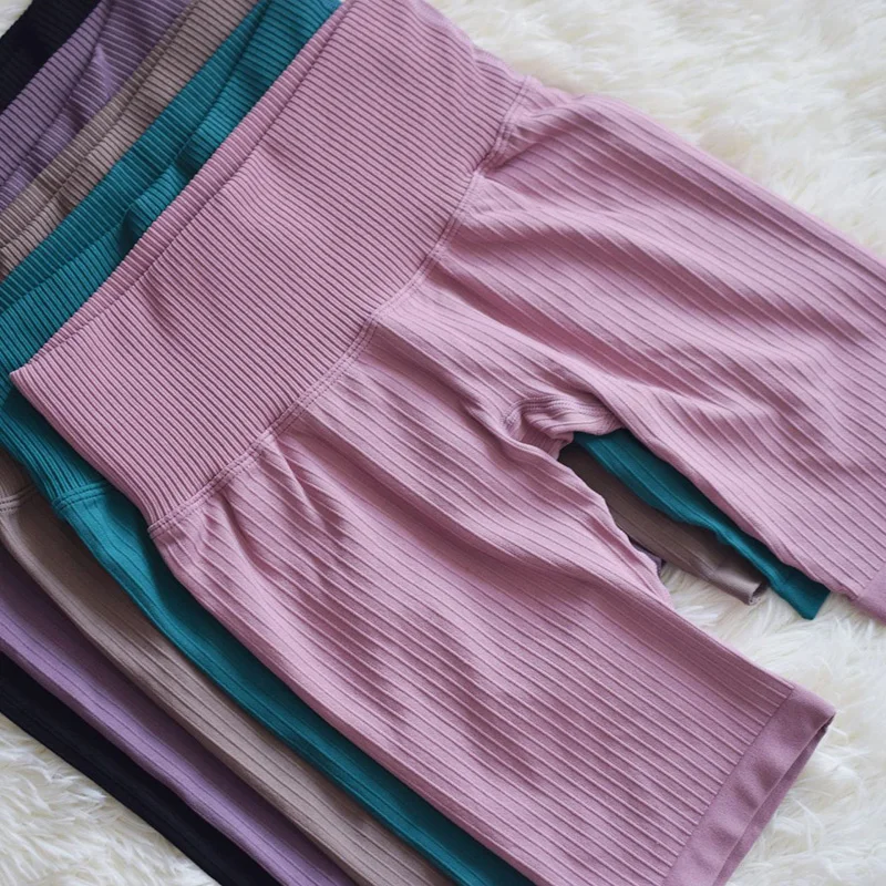 Ribbed Seamless Running Shorts Biker Shorts Women High Waisted Tight Gym Leggings Squat Proof Tummy Control Workout Booty