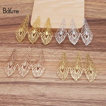 

BoYuTe (10 Pieces/Lot) 65*67MM Big Metal Brass Filigree Three Leaves Materials Diy Hand Made Jewelry Findings Components
