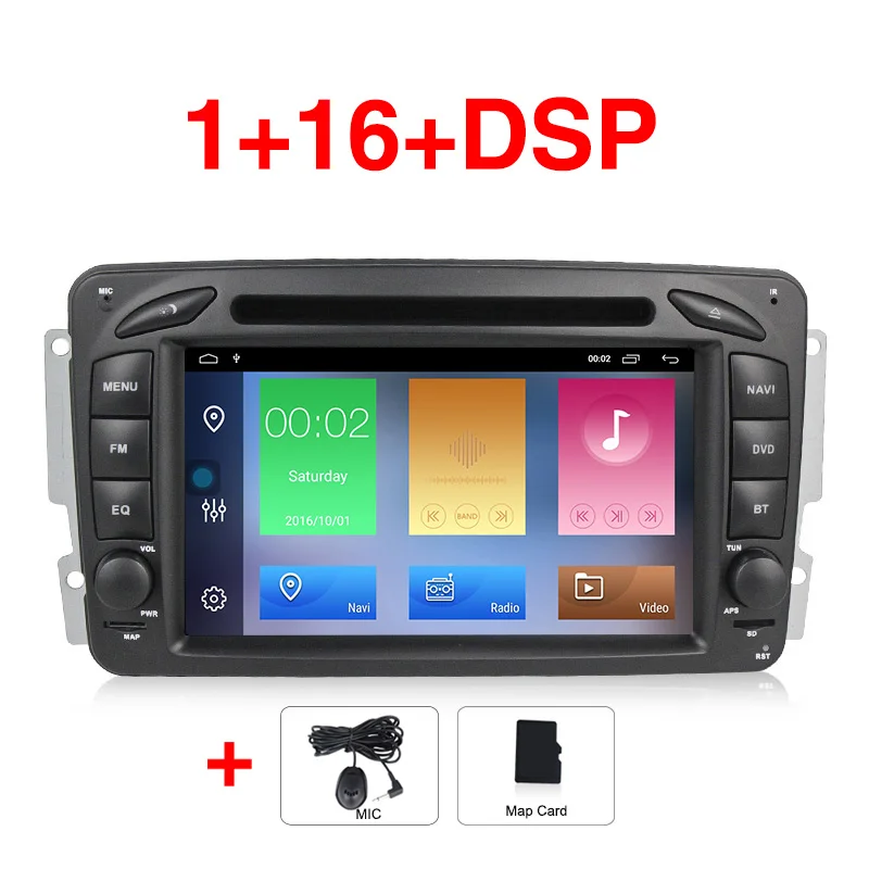 Android 9,1 2+ 32G HD Автомобильный dvd-плеер радио аудио gps Navi для Mercedes Benz W209 W203 W168 ML W163 W463 Viano W639 Vito RDS - Цвет: 16G