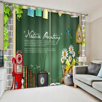 

Custom Blackboard wall Door Windows Curtains Backdrop Thin Living Room Bedroom Decorative Kitchen Curtains Drapes Clear print