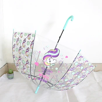 

Fashion Cartoon Unicorn Child Boy Girl Umbrella Long Handle Semi-Automatic Transparent Waterproof umbrella Cute Child Gift Umbre