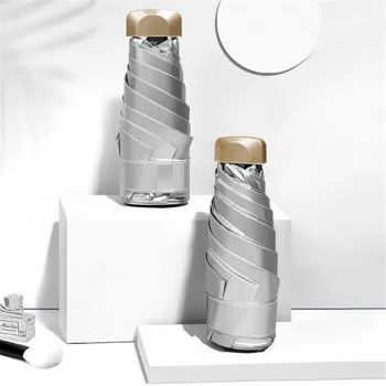 

Titanium Silver Plastic Five-Folding Sun Umbrella Female Sunscreen Umbrella Rain Windproof Anti UV Paraguas Sun Umbrellas #R30