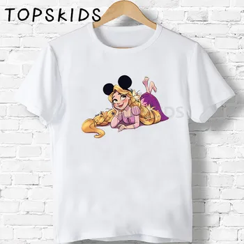 

2020 Princess T shirt For Girls Funny Mickey Mermaid Mulan Alice Cartoon Print Kids T-shirt Baby Clothes Children Tops,HKP5360