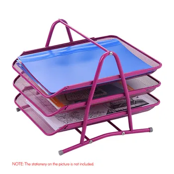 

Office Desktop Organizer Holder Shelf 3-Tier Metal Mesh File Document Letter Paper Tray Sorter Collection