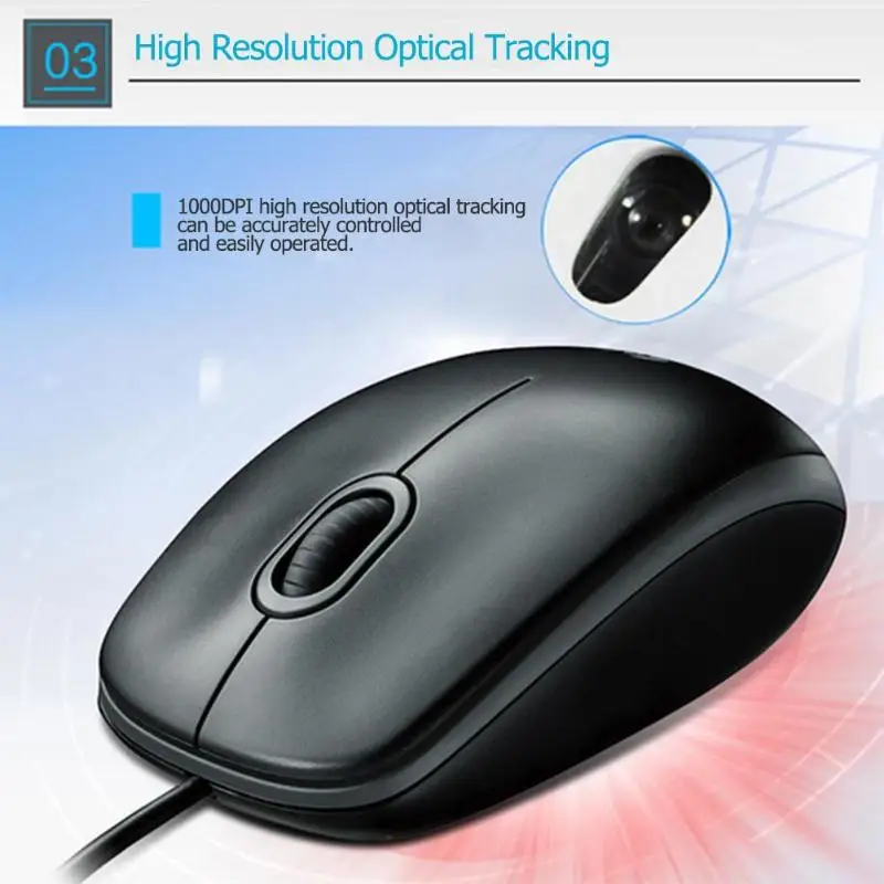 Logitech M100r USB Проводная оптическая мышь с 3 кнопками мыши 1000 Точек на дюйм 1,8 м Офис влево и вправо мышей для настольных ПК