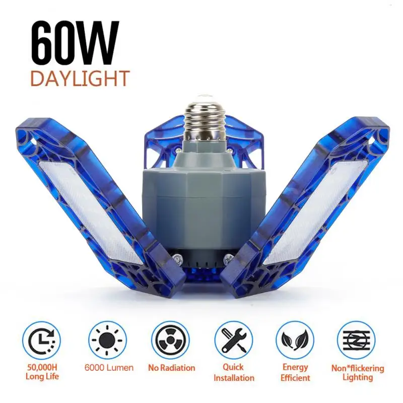 Профессиональный 360 градусов супер яркий светодиодный светильник для гаража 60 Вт деформируемый потолочный складной светильник для помещений промышленные лампы для футбола