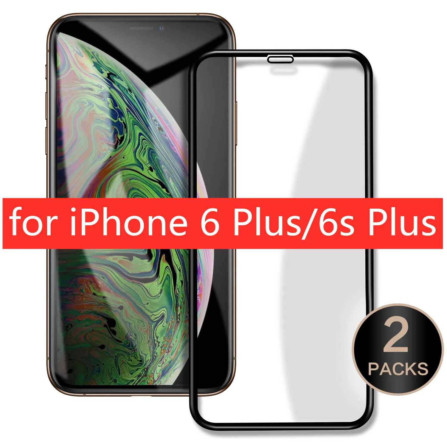 [2 шт] Защитная пленка для экрана из закаленного стекла для iPhone Xs Max XR 8 3D изогнутая поверхность стеклянная пленка 3D сенсорный полный экран покрытие - Цвет: 6Plus