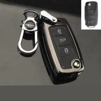 

Car Keychain Key Fob Case Cover Galvanized Alloy For VW Golf Bora Jetta POLO GOLF Passat Skoda Octavia A5 Fabia SEAT Ibiza